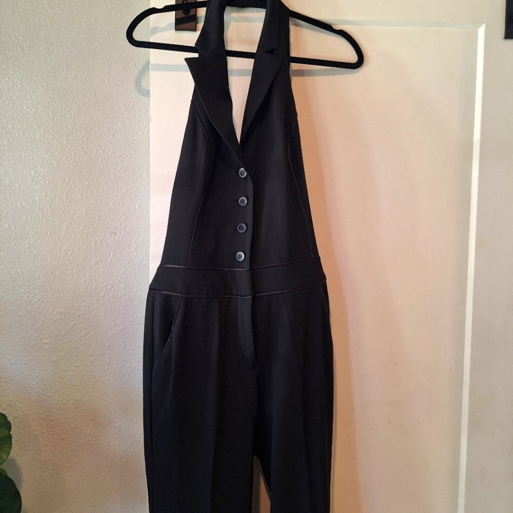 Stunning Bebe Halter Tuxedo Jumpsuit